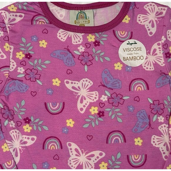 Millie & Myles Long Sleeve Bamboo Butterfly Pink Pajama 2 pc set Size 5/6 NWT - Picture 4 of 6